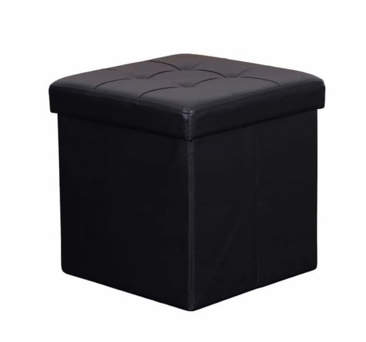 PUFF POUF CONTENITORE QUADRATO ECOPELLE PANCA BAULE TRAPUNTATO 38x38x38cm