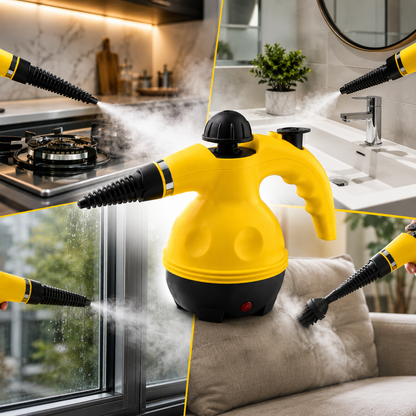 Pulitore a Vapore Portatile con 9 Accessori Inclusi, Pulitore a Vapore ad Alta Pressione per Casa, Cucina, Bagno, Vetri, Fughe, Divani e Tessuti, Pulizia Profonda Senza Detergenti