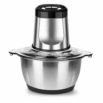 BDIT ACCESSORI Tritatutto Elettrico 2L con Ciotola in Acciaio Inox, Tritacarne Multiuso con Lame in Acciaio Inox per Carne, Verdure, Cipolle, Frutta, Frutta Secca ed Erbe Aromatiche