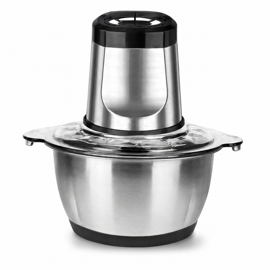 BDIT ACCESSORI Tritatutto Elettrico 2L con Ciotola in Acciaio Inox, Tritacarne Multiuso con Lame in Acciaio Inox per Carne, Verdure, Cipolle, Frutta, Frutta Secca ed Erbe Aromatiche
