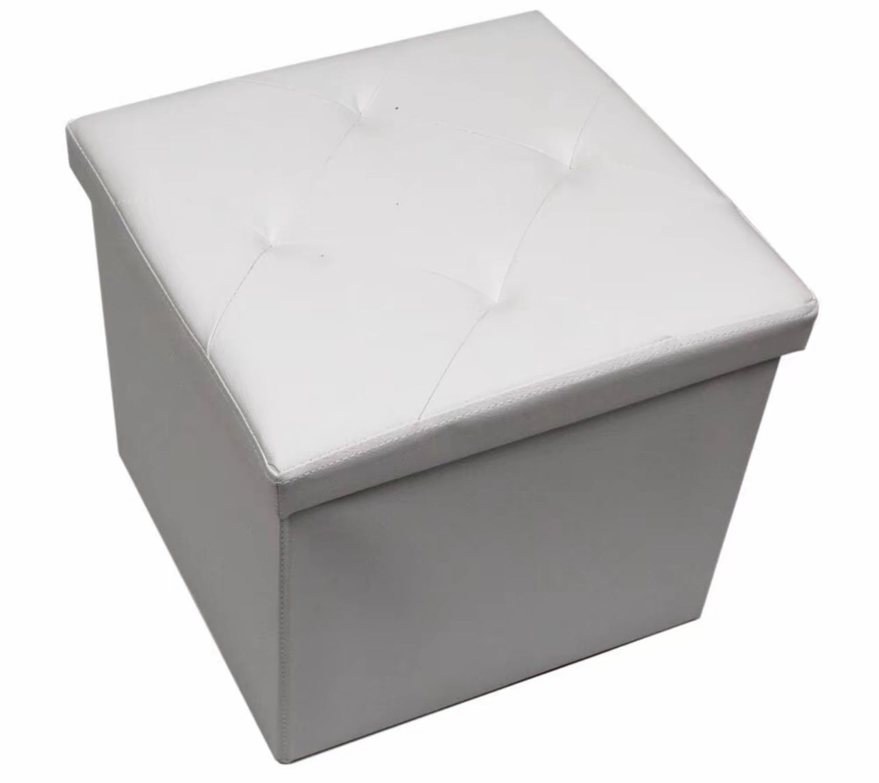 PUFF POUF CONTENITORE QUADRATO ECOPELLE PANCA BAULE TRAPUNTATO 38x38x38cm