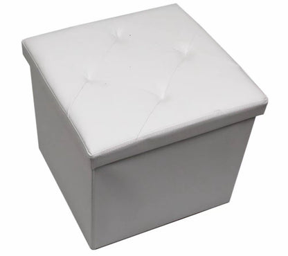 PUFF POUF CONTENITORE QUADRATO ECOPELLE PANCA BAULE TRAPUNTATO 38x38x38cm