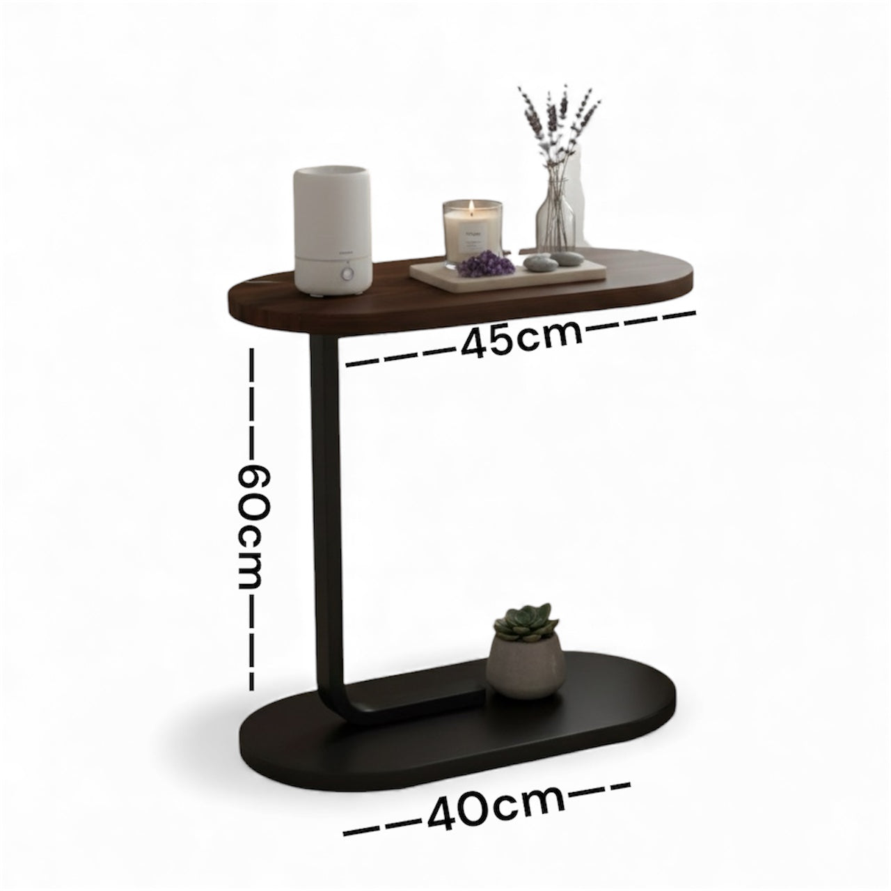 Tavolino Laterale Moderno in Legno e Metallo – Tavolino da Divano Salvaspazio, Comodino Minimal per Soggiorno e Camera