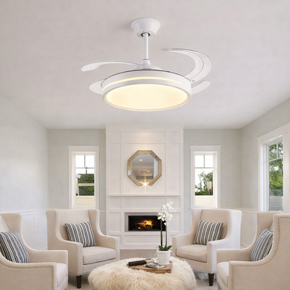 Ventilatore da Soffitto con Luce LED, Pale Retrattili 120 cm, Telecomando Incluso, 3 Temperature Luce, 6 Velocità, Timer, Design Moderno per Soggiorno Camera da Letto