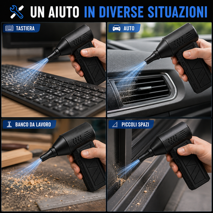 Mini Jet Fan Portatile Ricaricabile – Soffiatore d’Aria Compatto con Bocchetta Direzionata, Ricarica USB, per Tastiera, Auto, Elettronica, Banco da Lavoro e Pulizia di Piccoli Spazi