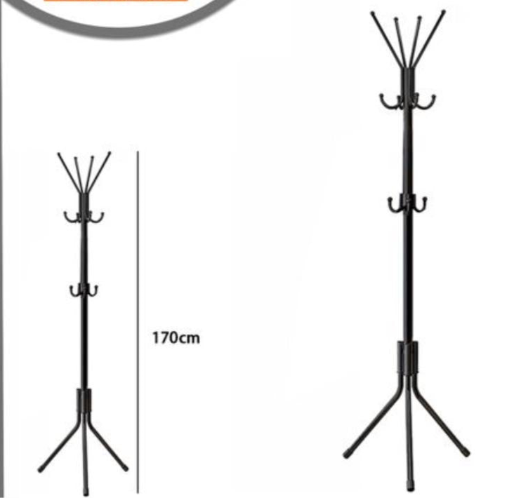 Appendiabiti a Piantana Nero Alto 170cm | Stand Attaccapanni Salvaspazio Moderno