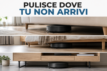 Robot Aspirapolvere Automatico per Casa e Ufficio, Aspirazione Potente, Compatto e Silenzioso, Pulizia di Polvere, Capelli e Briciole, Ideale per Pavimenti e Tappeti Sottili