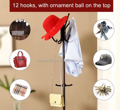 Appendiabiti a Piantana Nero Alto 170cm | Stand Attaccapanni Salvaspazio Moderno