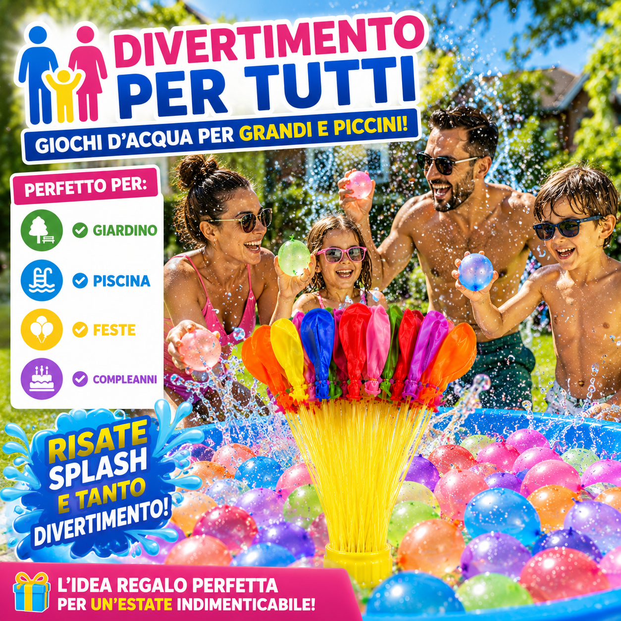 444 Palloncini d’Acqua Autoriempienti Colori Misti – Set con Riempimento Rapido Automatico, Palloncini per Giochi d’Acqua Estivi, Feste in Giardino, Piscina, Compleanni e Bambini
