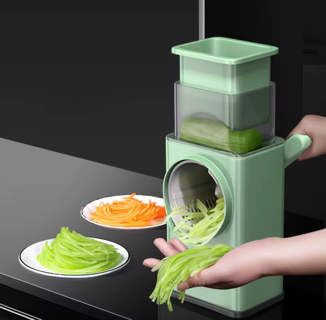 Affetta Verdure Manuale 3 in 1 – Mandolina Multifunzione a Manovella con Lame Intercambiabili per Julienne, Affettare e Grattugiare - BDIT ACCESSORI