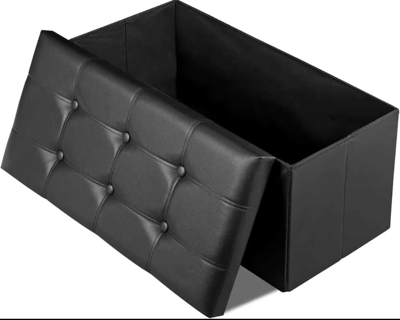 Leather Padded Trunk Bench Pouf with Quilted Button Design – Multi-Functional Storage Ottoman Bag – Available in Various Colours - BDIT ACCESSORI