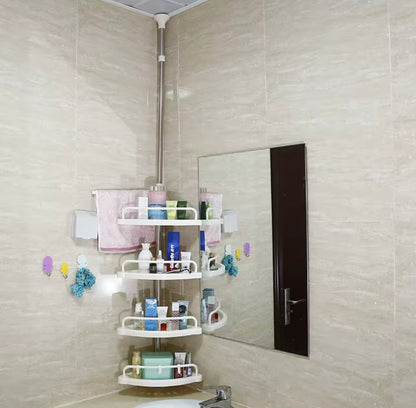 Mensola Angolare da Bagno e Cucina – Ripiano Estensibile a Colonna con 4 Ripiani Regolabili