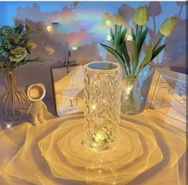 Lampada a Cristallo LED Ricaricabile – Lampada Decorativa da Tavolo con Effetto Prisma e Atmosfera Romantica