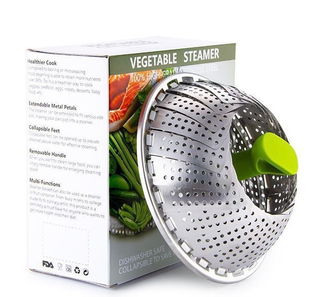 Cestello Vaporiera in Acciaio Inox – Pieghevole, Regolabile e Multifunzionale