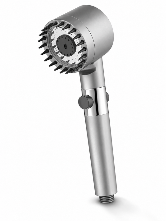 Soffione Doccia Alta Pressione con Pulsante Stop, Doccetta Multigetto 3 Modalità, Soffione Doccia con Ventola a Spirale e Filtro Integrato, Ugelli Anticalcare, Risparmio Idrico, Attacco Universale G1/2”