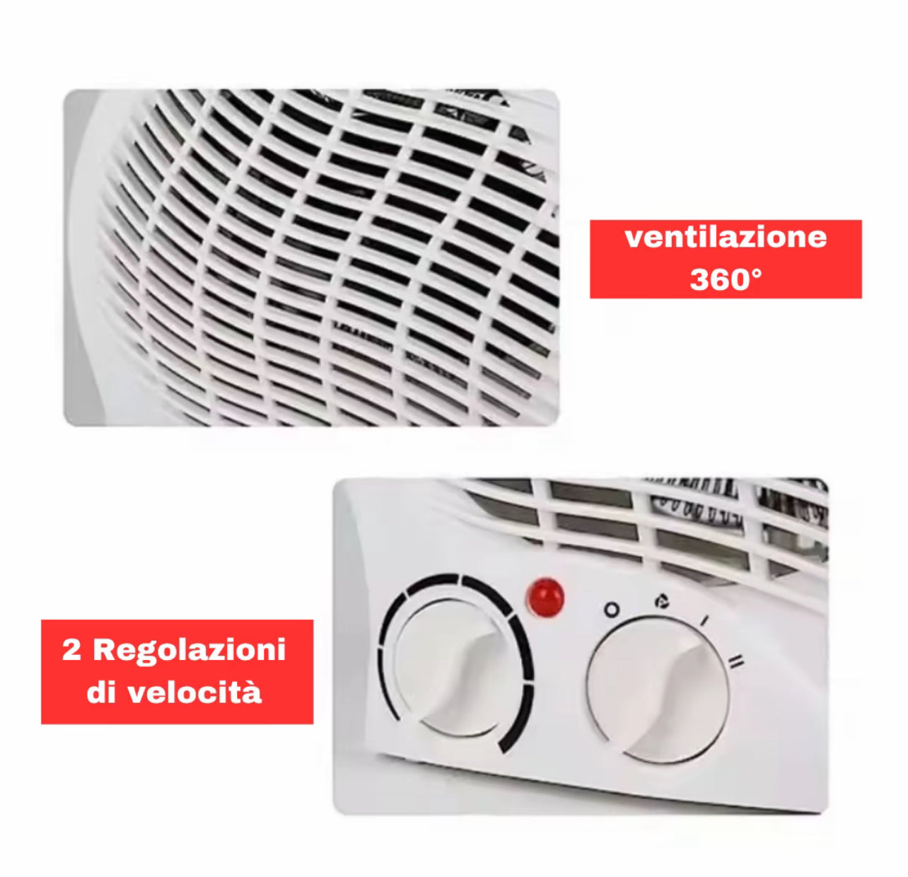 Termoventilatore Elettrico Portatile 1000/2000W con Termostato Regolabile e Maniglia – Riscaldamento Rapido per Casa e Ufficio