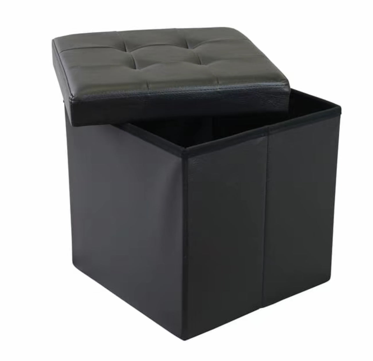 PUFF POUF CONTENITORE QUADRATO ECOPELLE PANCA BAULE TRAPUNTATO 38x38x38cm