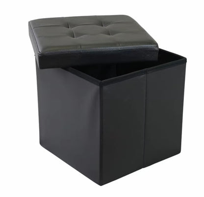 PUFF POUF CONTENITORE QUADRATO ECOPELLE PANCA BAULE TRAPUNTATO 38x38x38cm