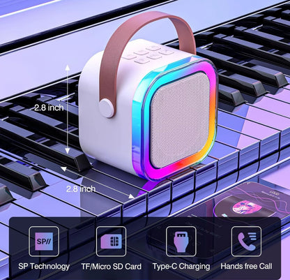 Altoparlante per karaoke senza fili con 2 microfoni wireless, Sistema di altoparlanti KTV ricaricabili con suono stereo HiFi, Altoparlante senza fili con luci a led con colori RGB - BDIT ACCESSORI