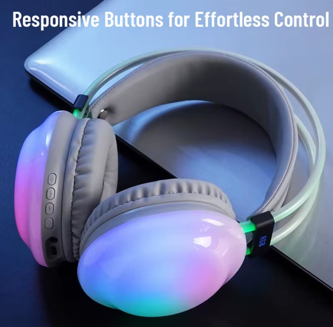 Cuffie Wireless RGB – Suono Avvolgente, Stile Unico