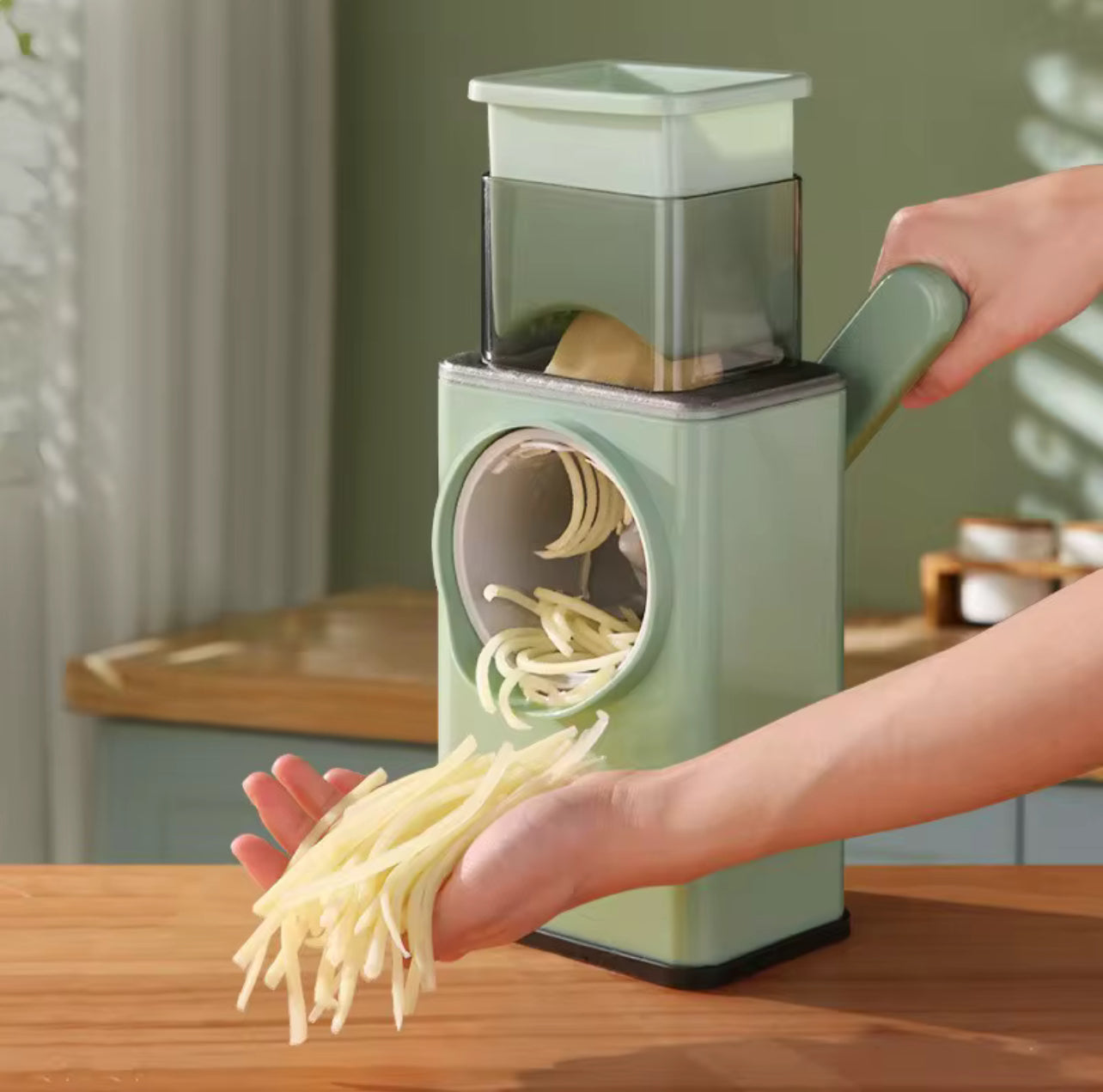 Affetta Verdure Manuale 3 in 1 – Mandolina Multifunzione a Manovella con Lame Intercambiabili per Julienne, Affettare e Grattugiare - BDIT ACCESSORI