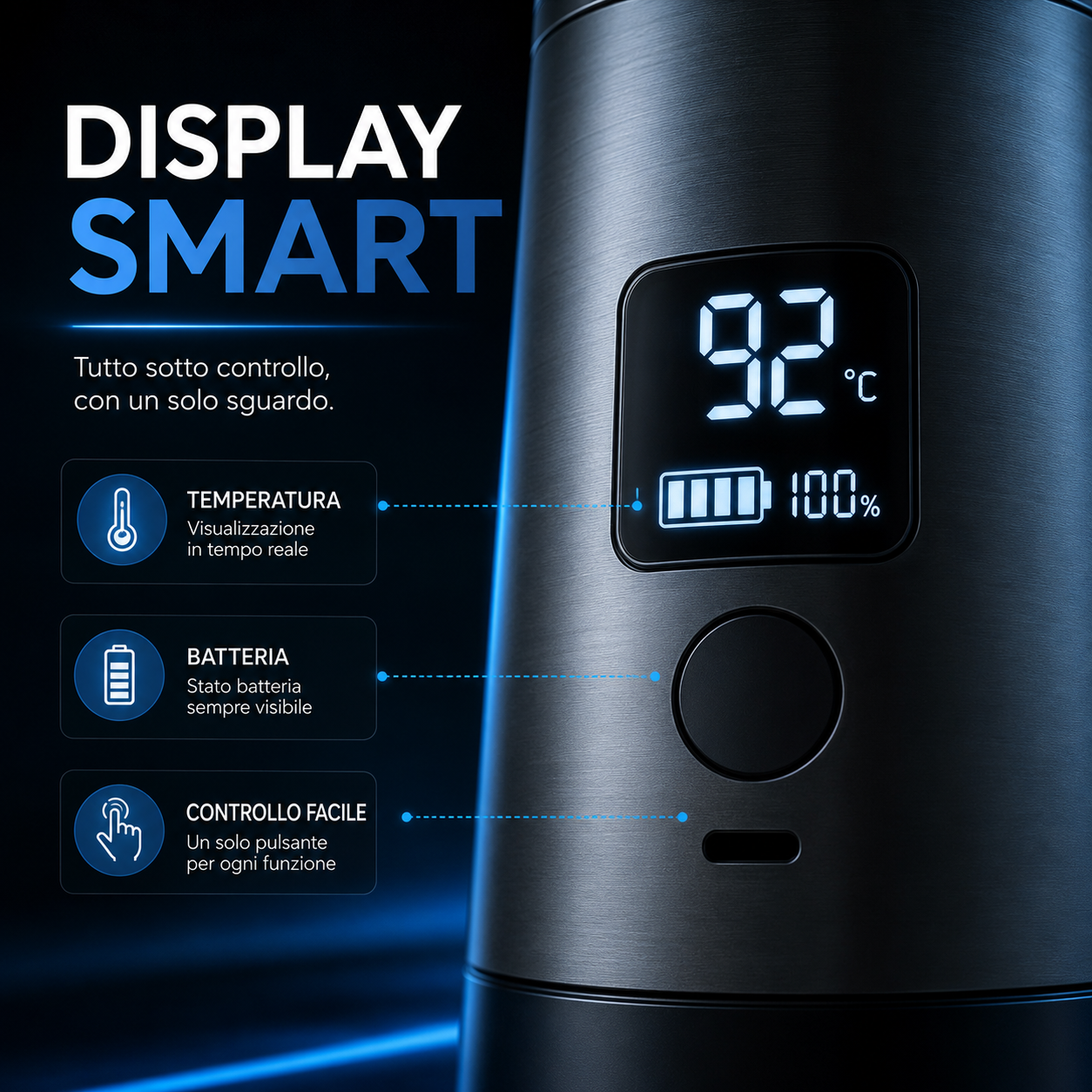 Caffettiera Elettrica Portatile Wireless con Display Digitale, Compatibile con Capsule e Caffè Macinato, Macchina da Caffè Espresso Ricaricabile USB-C, One Click, Ideale per Viaggi, Auto, Ufficio e Campeggio