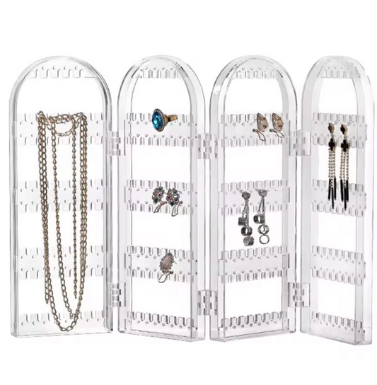 Pannello Portagioie Richiudibile in Acrilico Trasparente – Espositore Orecchini, Collane e Bracciali