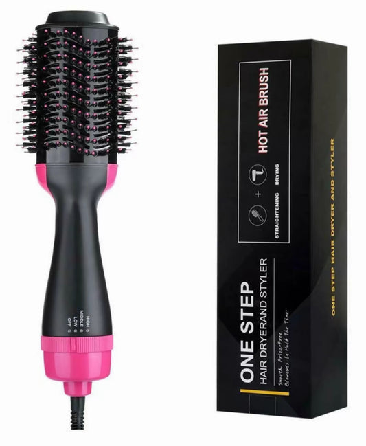 Spazzola ad aria calda per capelli neri e rosa", "Pelo phon volumizzante professionale".