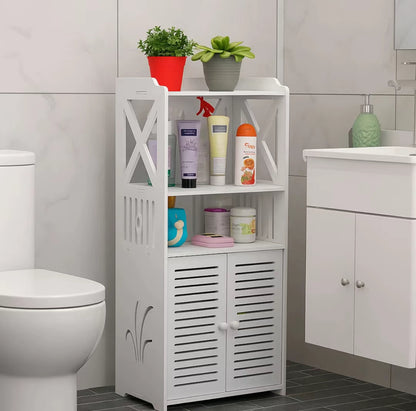 Bdit accessori -Mobiletto Salvaspazio da Bagno – Bianco, 90×40×25 cm con ante - BDIT ACCESSORI