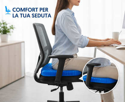 Cuscino in Gel per Seduta con Struttura a Nido d’Ape, Cuscino Comfort con Rivestimento Nero, per Sedia Ufficio, Casa, Auto e Gaming, Design Flessibile Blu