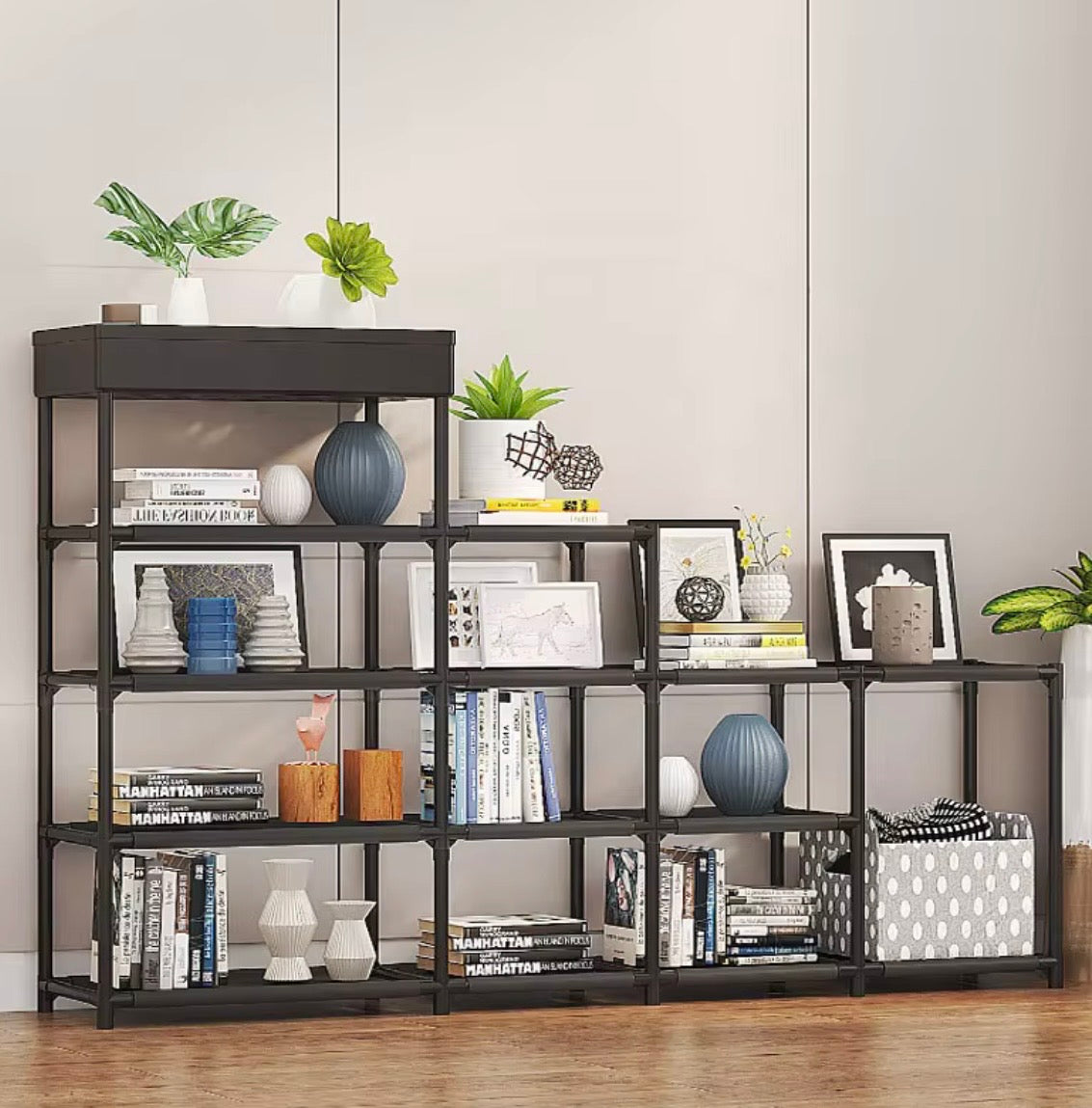 Libreria Scaffale a Scala Salvaspazio - Mobile Portaoggetti Design Industriale a 4 Livelli