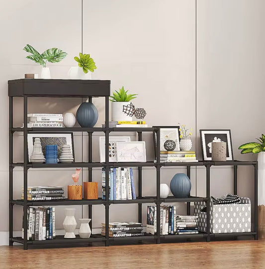 Libreria Scaffale a Scala Salvaspazio - Mobile Portaoggetti Design Industriale a 4 Livelli