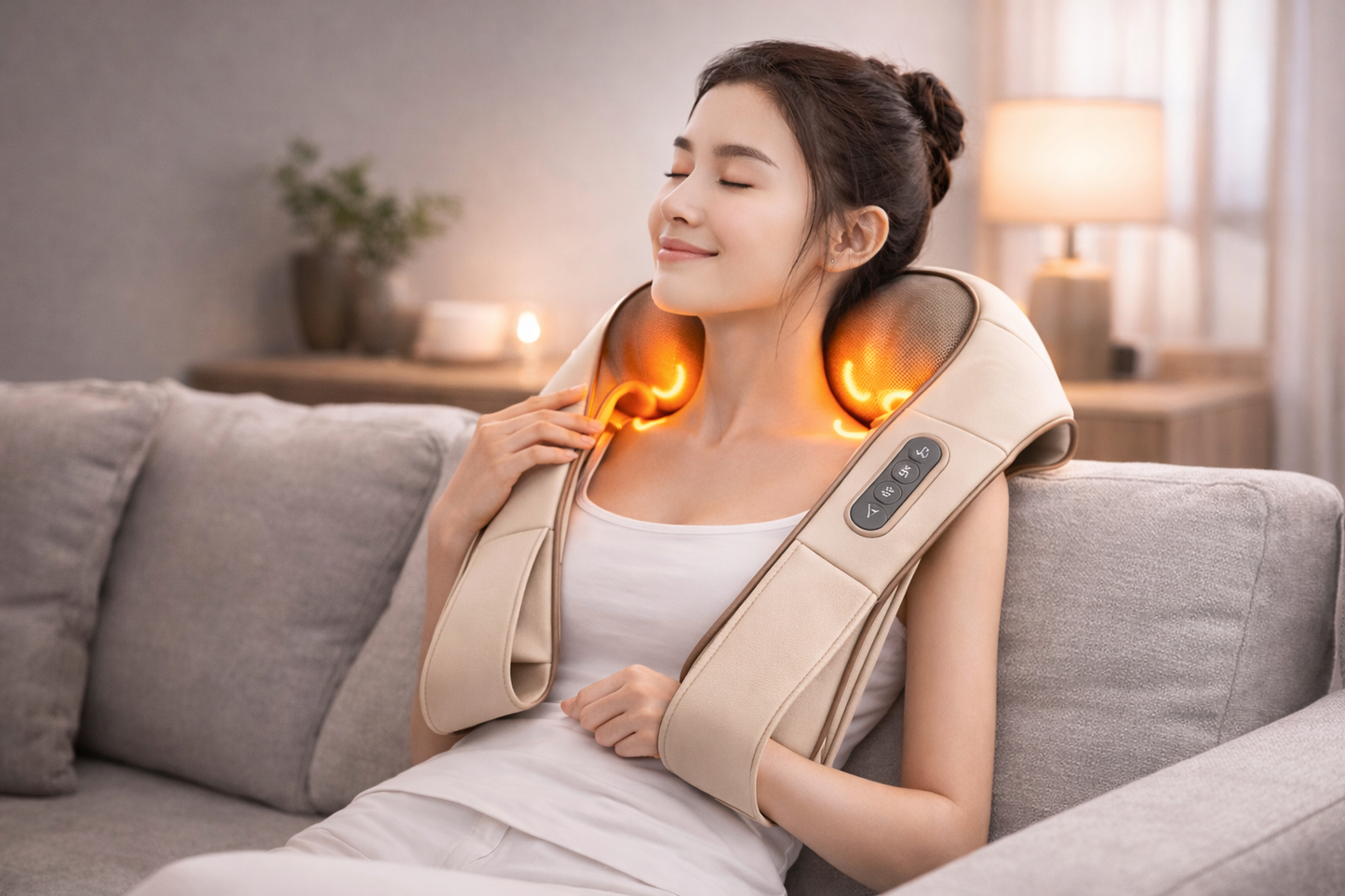 Massaggiatore Cervicale Elettrico con Calore Shiatsu – Massaggio Profondo per Collo, Spalle, Schiena e Gambe – Senza Fili, Ricaricabile, Intensità Regolabile, Relax e Sollievo Dolori Muscolari