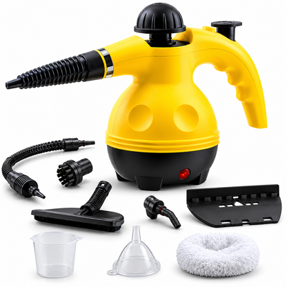 Pulitore a Vapore Portatile con 9 Accessori Inclusi, Pulitore a Vapore ad Alta Pressione per Casa, Cucina, Bagno, Vetri, Fughe, Divani e Tessuti, Pulizia Profonda Senza Detergenti