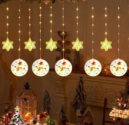 🎅 Decorazioni Natalizie Luminose LED – Pupazzo di Neve & Fiocchi di Neve 3m