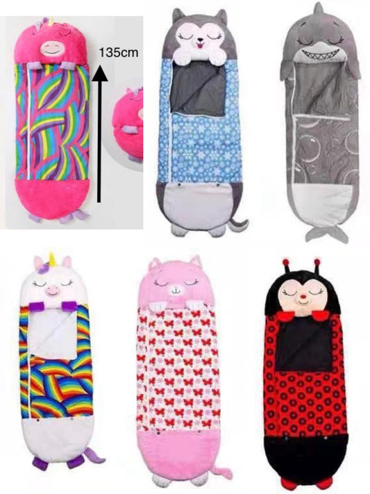 Sacco a Pelo Bambini Unicorno 2 in 1 – Peluche Trasformabile Morbido e Colorato