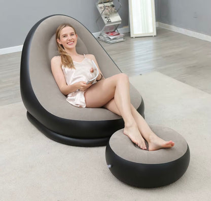 🛋️ Poltrona Gonfiabile con Poggiapiedi – Comfort e Stile Ovunque Tu Sia