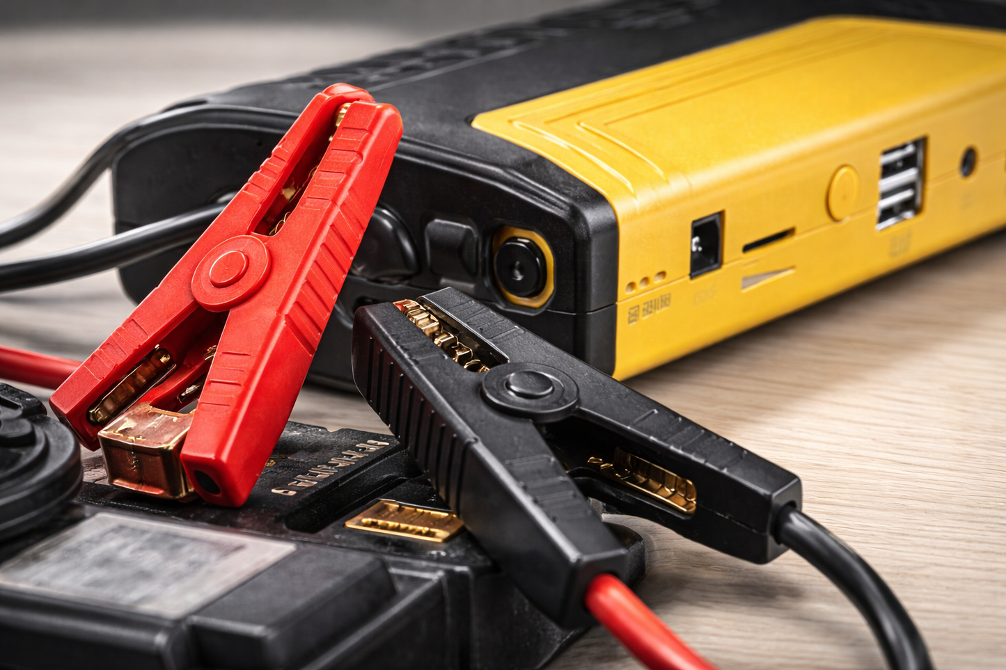 Avviatore Auto Portatile 12V Jump Starter con Power Bank USB e Torcia LED – Booster Batteria Auto Compatto per Emergenza