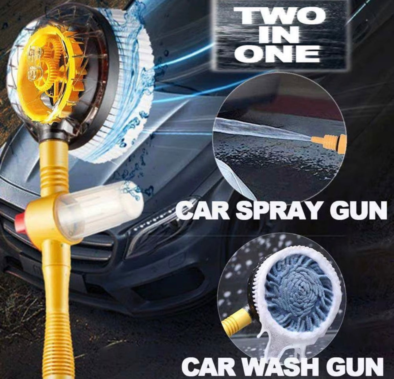 Kit Spazzola Multifunzionale per Lavaggio Auto, Pavimenti e Finestre – Spazzola Rotante con Serbatoio Detergente