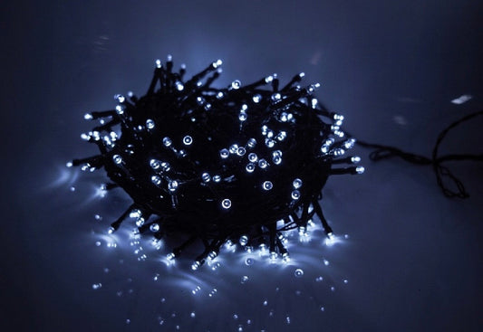 Catena Luci Natalizie LED Luce Fredda – Filo Verde, Metri, Uso Interno, con Controller DFH