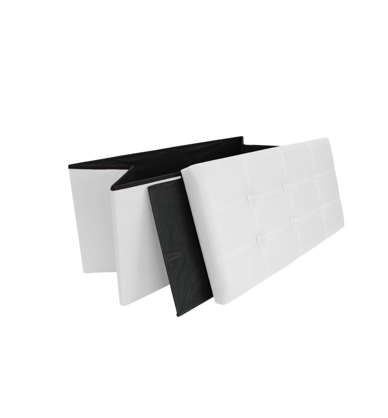 Leather Padded Trunk Bench Pouf with Quilted Button Design – Multi-Functional Storage Ottoman Bag – Available in Various Colours - BDIT ACCESSORI