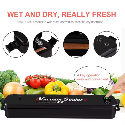 Seal-A-Matic Sigillatrice Sottovuoto Automatica per Alimenti – Macchina Sottovuoto per Conservazione di Verdura, Frutta, Carne – Con 10 Sacchetti Inclusi