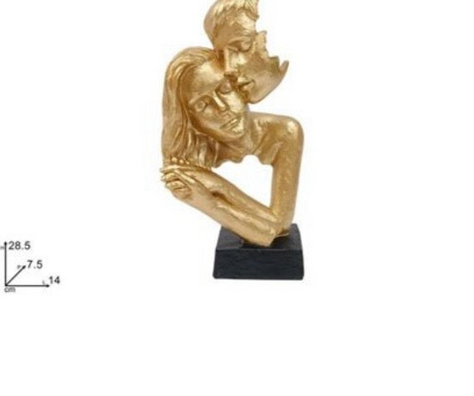 Scultura coppia abbraccio dorata e argento – Statua decorativa romantica in resina