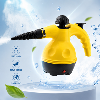 Pulitore a Vapore Portatile con 9 Accessori Inclusi, Pulitore a Vapore ad Alta Pressione per Casa, Cucina, Bagno, Vetri, Fughe, Divani e Tessuti, Pulizia Profonda Senza Detergenti