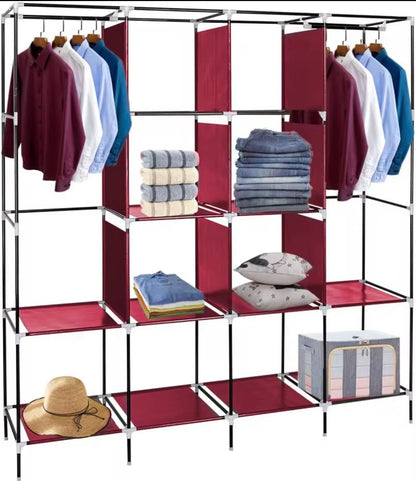 Guardaroba XXL in Tessuto Componibile 170x45x170 cm - Mobile Organizzazione e Salvaspazio Rosso