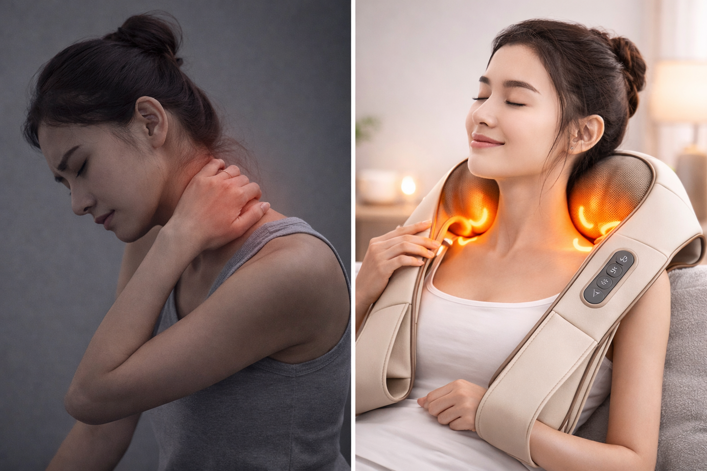 Massaggiatore Cervicale Elettrico con Calore Shiatsu – Massaggio Profondo per Collo, Spalle, Schiena e Gambe – Senza Fili, Ricaricabile, Intensità Regolabile, Relax e Sollievo Dolori Muscolari