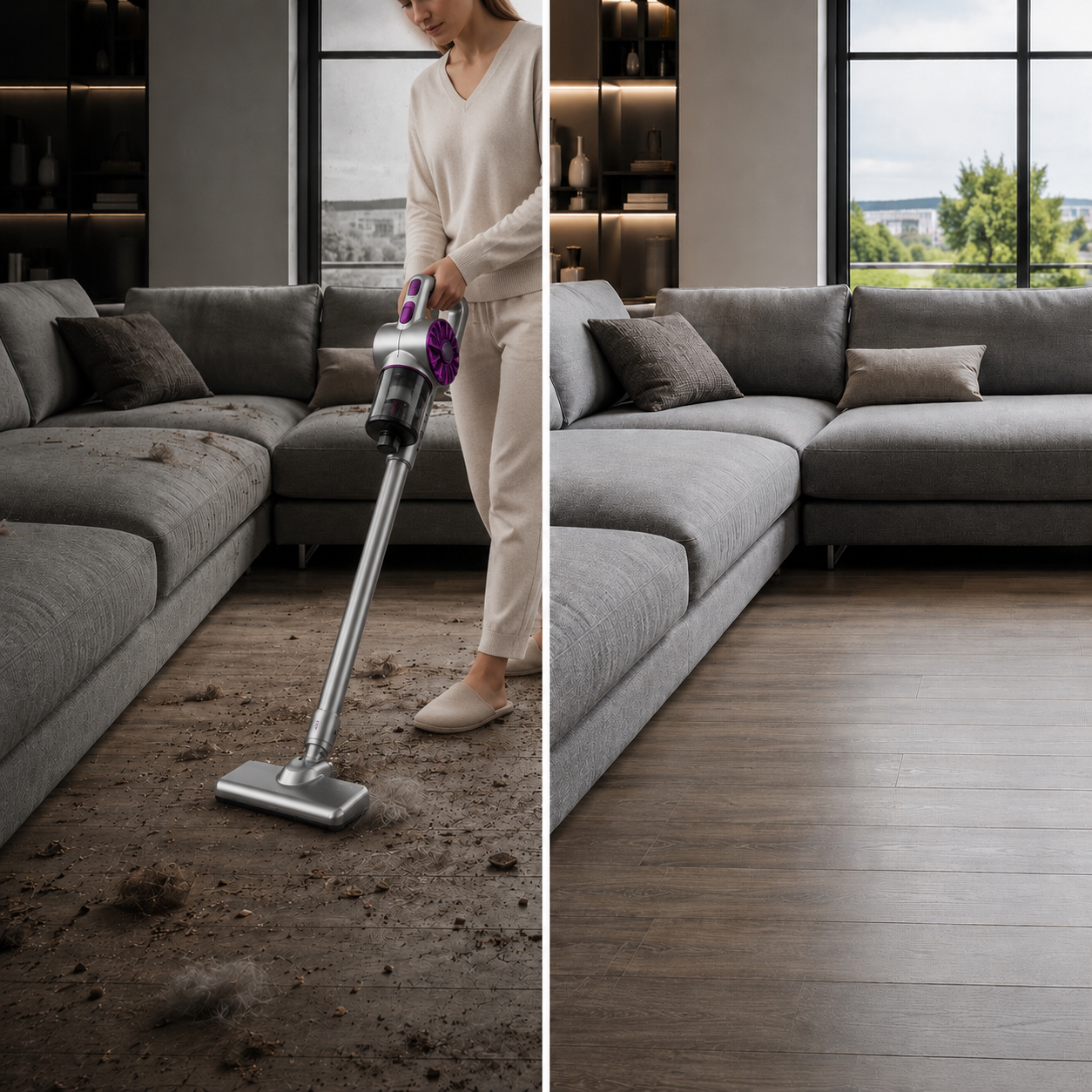 Aspirapolvere Senza Fili 4 in 1, Aspiratore Portatile Ricaricabile, Scopa Elettrica Cordless per Pavimenti Divani Auto e Angoli, Aspirazione Potente con Accessori Multifunzione