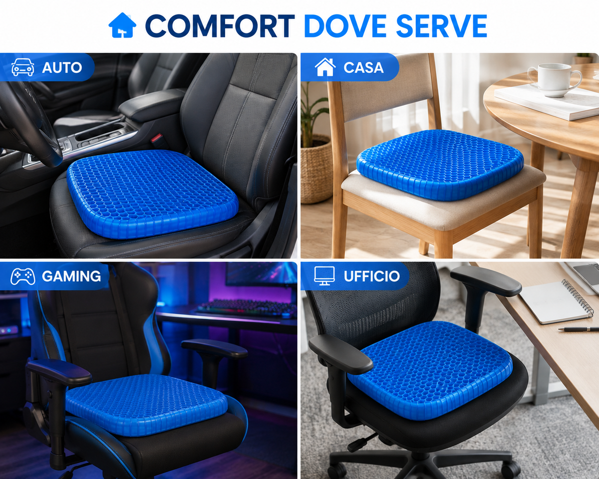 Cuscino in Gel per Seduta con Struttura a Nido d’Ape, Cuscino Comfort con Rivestimento Nero, per Sedia Ufficio, Casa, Auto e Gaming, Design Flessibile Blu