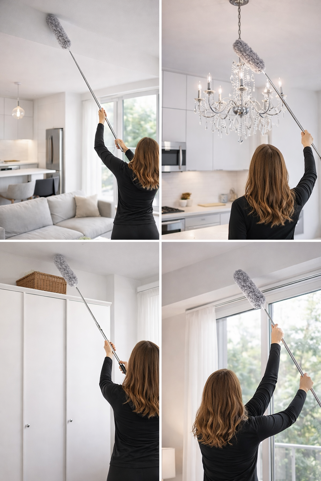 Spolverino Telescopico 280 cm in Microfibra – Asta Allungabile Extra Lunga – Pulizia Soffitti, Lampadari, Armadi Alti – Antipolvere Lavabile – Casa, Appartamento, Ufficio