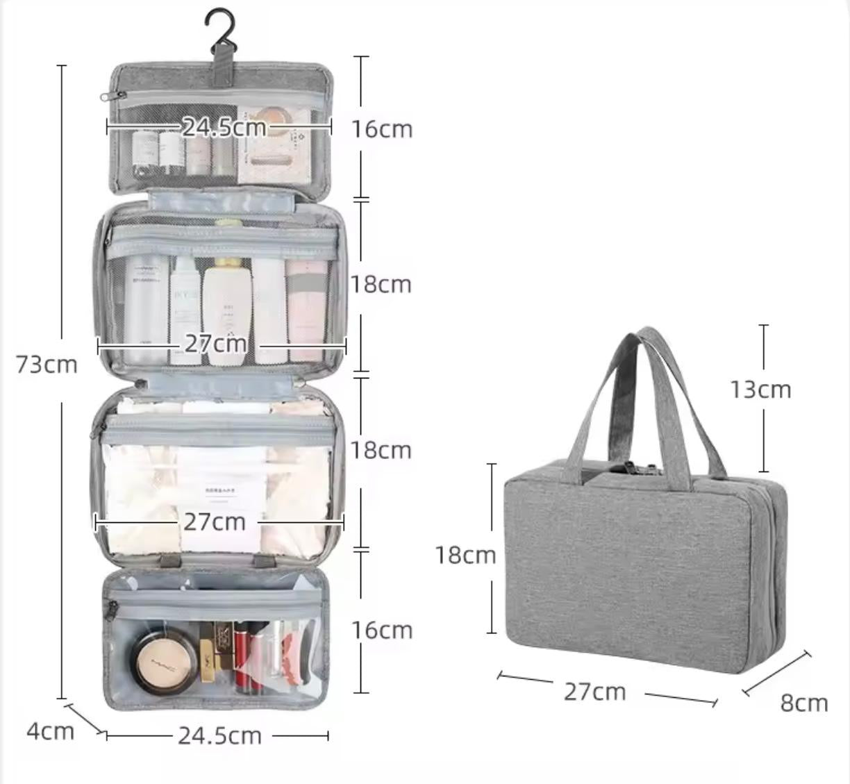 Beauty Case da Viaggio Appeso – Borsa Organizer Cosmetici Impermeabile, Porta Trucchi e Accessori da Toilette (27x18x13 cm)